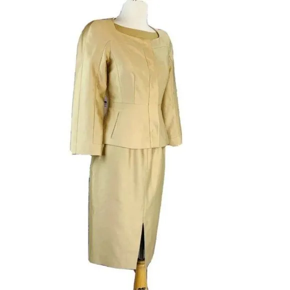 L.K. Bennet Suit 3Pc Dress Silk Set Elegant London International Luxury Fashion