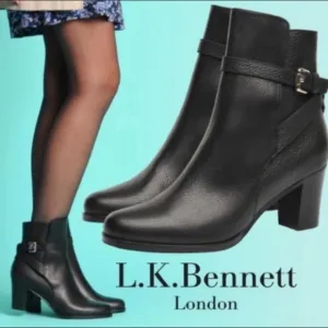 L.K.Bennette Dionne Black Leather Ankle Booties Size 36