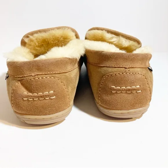 L.L Bean Men's Wicked Good Slippers Suede Shearling Lined Tan Brown Fur Size13