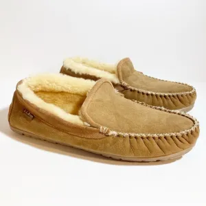L.L Bean Men's Wicked Good Slippers Suede Shearling Lined Tan Brown Fur Size13