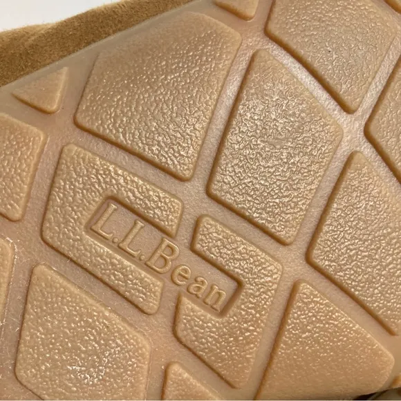 L.L Bean Men's Wicked Good Slippers Suede Shearling Lined Tan Brown Fur Size13