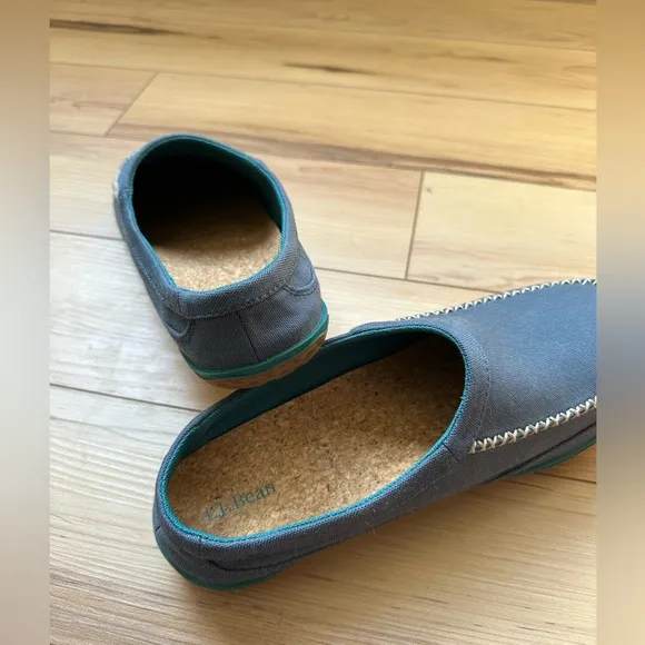 L.L. Bean Mountain Slippers Scuffs Open Heel Men's Size 8 Slide Cork Blue