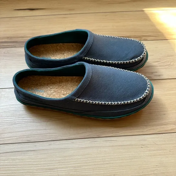 L.L. Bean Mountain Slippers Scuffs Open Heel Men's Size 8 Slide Cork Blue