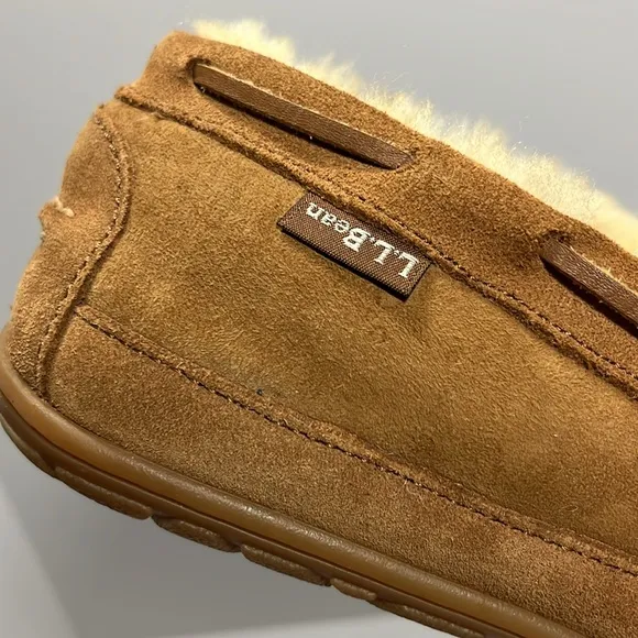 LL Bean Wicked Good Moccasins Men’s 12 Wide Australian Fur ⭐️ Best Slippers!