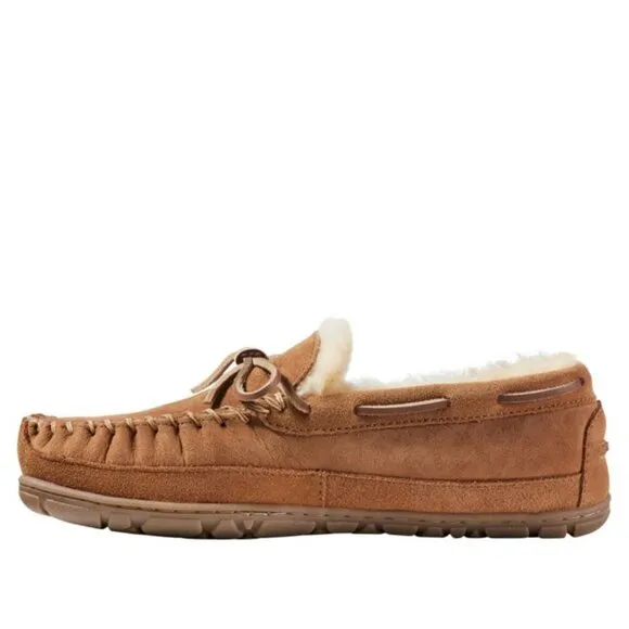 LL Bean Wicked Good Moccasins Men’s 12 Wide Australian Fur ⭐️ Best Slippers!