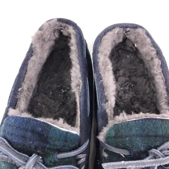 L.L. Bean Wicked Good Plaid Flannel Moccasin Slippers 10M