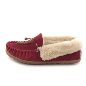 L.L. Bean Wicked Good Red Leather Winter Moccasin Slippers 9M
