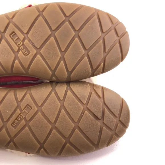 L.L. Bean Wicked Good Red Leather Winter Moccasin Slippers 9M