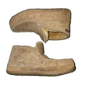 L.L. Bean Wicked Good Slippers, Boot Moc Brown Leather w/Lamb Fur, Men's 9M