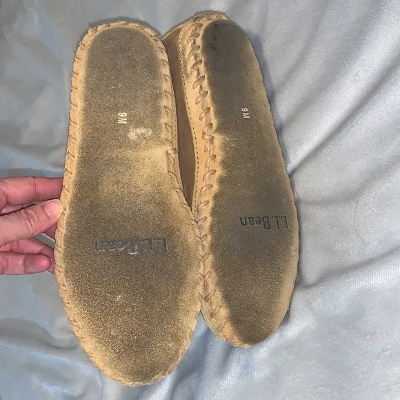 LL bean wicked good slippers size 9 high top suede wool shearling interior warm