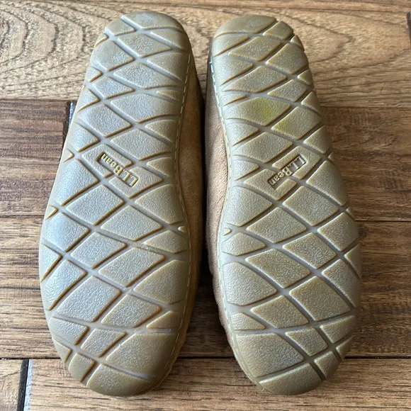 LL Bean Wicked Good Slippers Venetian Brown Suede Shearling Wool Lined Size 7