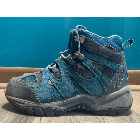 L.L.Bean Model Hikers Tek 2.5 Kid's 4 Trail Waterproof Blue/Grey Athletic Boots