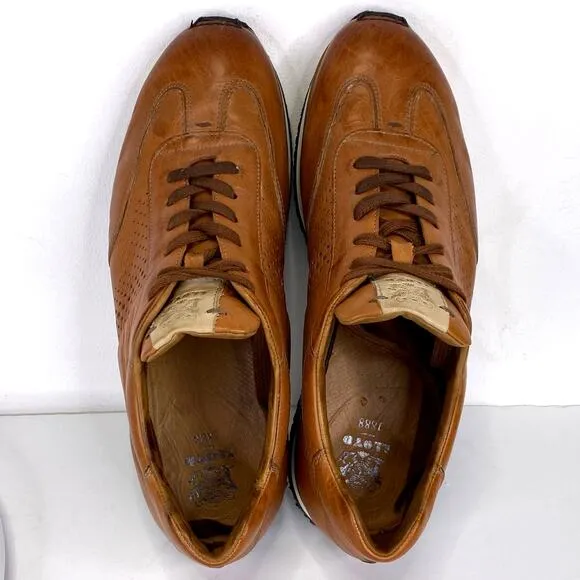 LLOYD WALCOTT 1888 Mens Leather Sneaker 8.5 Brown Calfskin Dressy Heritage Prep
