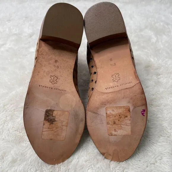 Loeffler Randall Women's Tan Cream Leather Perforated Peep Toe Ankle Boots 6.5