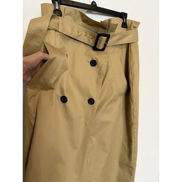 LOFT Midi Trench Wrap Skirt 10 Camel Tan Womens Classic Minimalist Button Front
