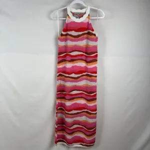 Loft Petite M NWT Knit Wavy Textured Halter Maxi Dress Multicolor Striped Luxury