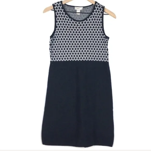 LOFT Sweater Dress Sleeveless Tank Stretchy Colorblock Minimalist Petite Small