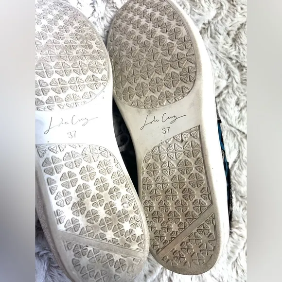 Lola Cruz Animal Print Designer Sneakers Art To Wear Mixed Media Size 6.5