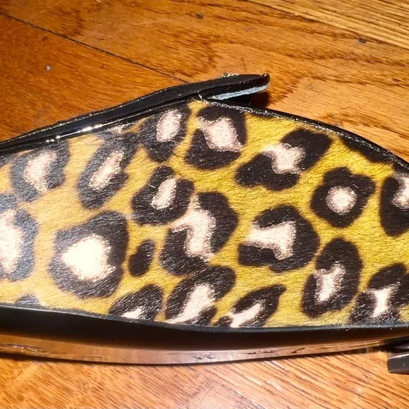 Longchamp Women's leather&amp; ponyhair Leopard Loafer/ Slides RARE - Made in Italy