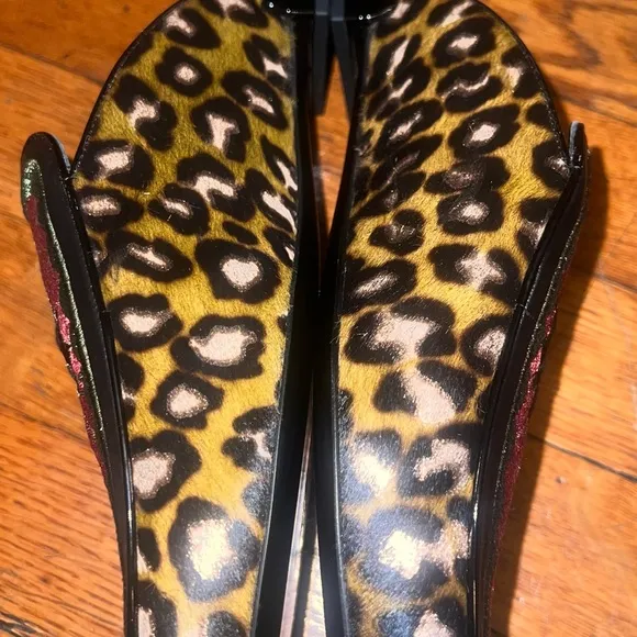 Longchamp Women's leather&amp; ponyhair Leopard Loafer/ Slides RARE - Made in Italy