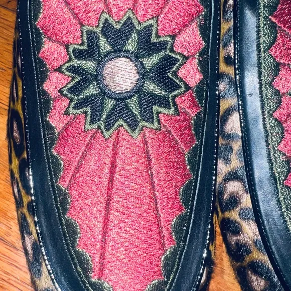 Longchamp Women's leather&amp; ponyhair Leopard Loafer/ Slides RARE - Made in Italy
