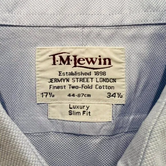 Lot Of 6 TM Lewin Luxury Slim Fit Dress Shirts 17.5