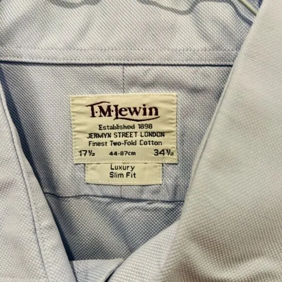 Lot Of 6 TM Lewin Luxury Slim Fit Dress Shirts 17.5