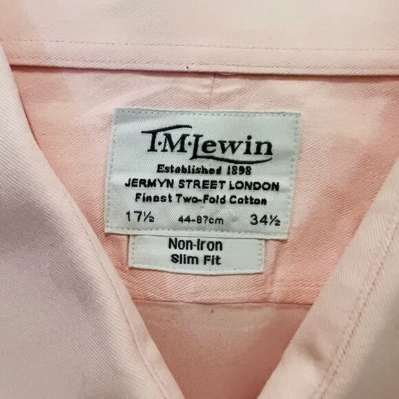 Lot Of 6 TM Lewin Luxury Slim Fit Dress Shirts 17.5