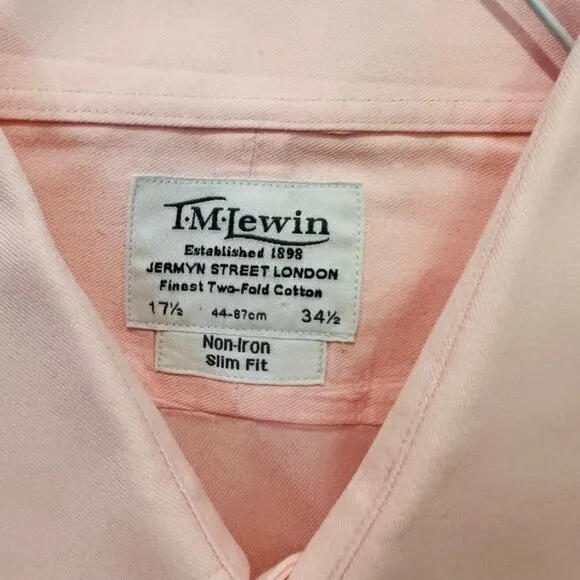 Lot Of 6 TM Lewin Luxury Slim Fit Dress Shirts 17.5