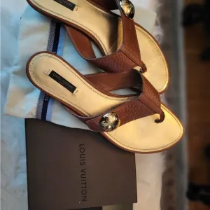 Louis Vuitton Brown and Gold Women's Sandals