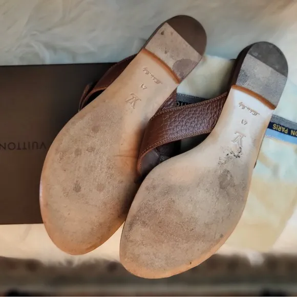 Louis Vuitton Brown and Gold Women's Sandals