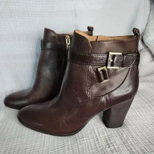Louise Et Cie Lo-Vianne Brown Leather Buckle Ankle Boots Booties Size 9