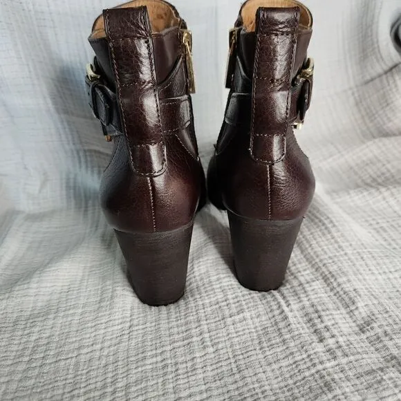 Louise Et Cie Lo-Vianne Brown Leather Buckle Ankle Boots Booties Size 9