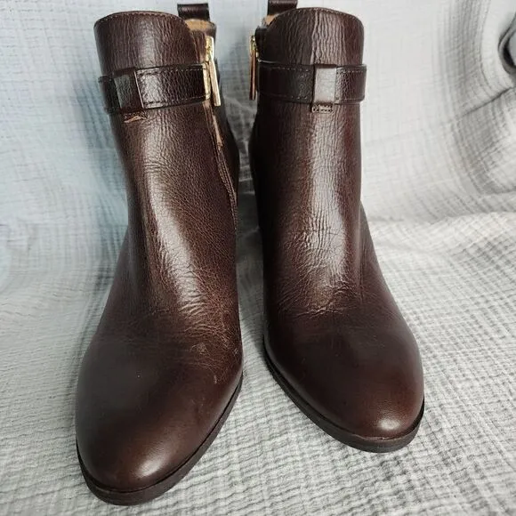 Louise Et Cie Lo-Vianne Brown Leather Buckle Ankle Boots Booties Size 9