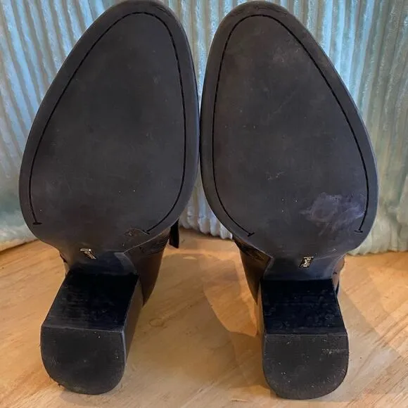 Louise et Cie Ankle Boots Zip Accent Buckles BLACK Leather Size 9 M Women