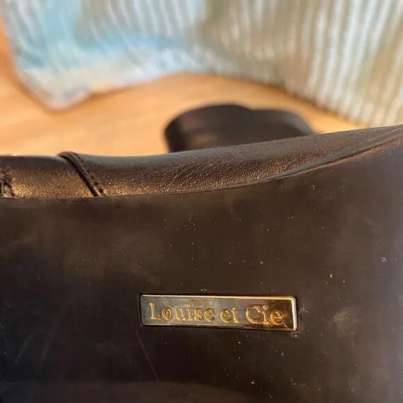 Louise et Cie Ankle Boots Zip Accent Buckles BLACK Leather Size 9 M Women