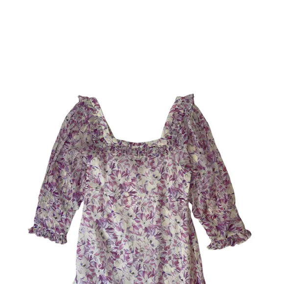 LoveShackFancy Julio Silk Midi Dress Magenta Starlight Color Size XS