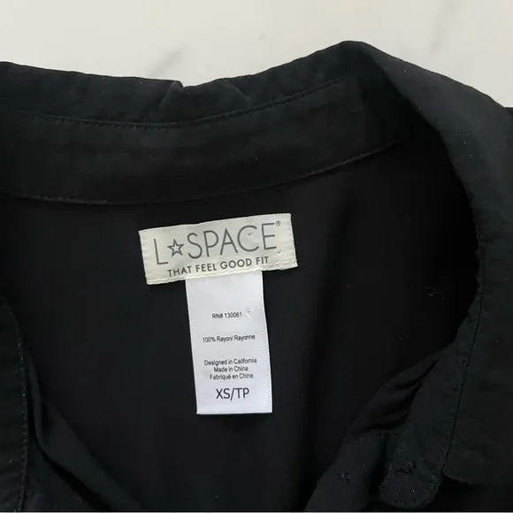 L*SPACE Black Amelia Dress Long Sleeve Mini Black XS summer cover up minimalist