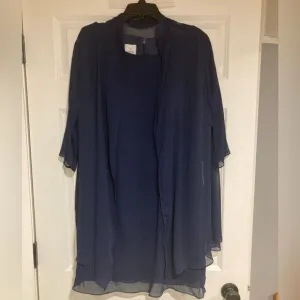 LT LanTing Dress Sz 18 Navy Mother of the Bride Wedding Tank/Jacket Minimalist