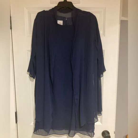 LT LanTing Dress Sz 18 Navy Mother of the Bride Wedding Tank/Jacket Minimalist