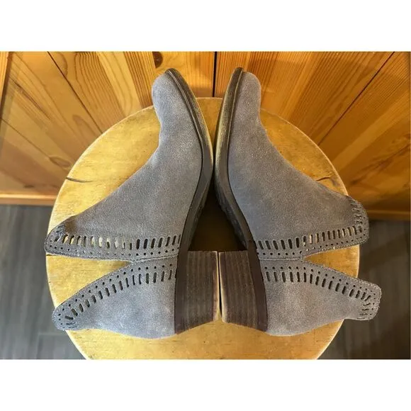 Lucky Brand Bustina Gray Suede Laser Cut Ankle Boots Size 6M