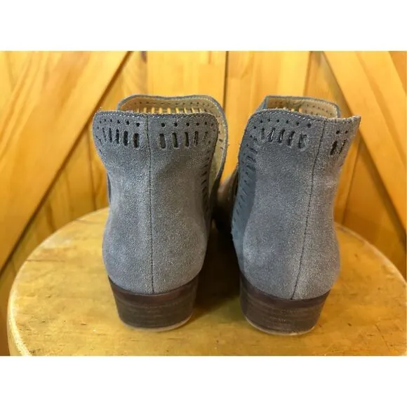 Lucky Brand Bustina Gray Suede Laser Cut Ankle Boots Size 6M