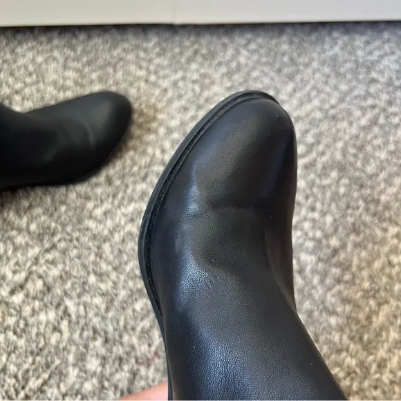 Lucky Brand Women’s Black Textured Basel Leather‎ Zip Booties Boots Size 8.5