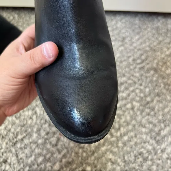 Lucky Brand Women’s Black Textured Basel Leather‎ Zip Booties Boots Size 8.5