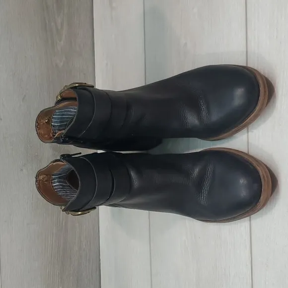 Lucky Brand Womens Raisa Ankle Leather Block Heels Moto Boots shoes sz 9M