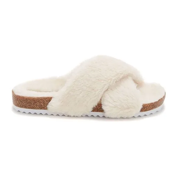 Lucky Brand Marana Criss Cross Fur Slipper Sandals