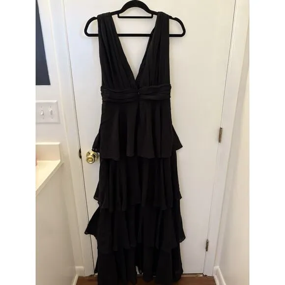 Lulus Amazing Evening Black Tiered Maxi Dress Size Medium Black Tie Wedding