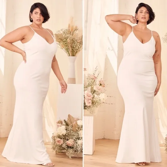 LULU's Bridal Modern Sexy Chic Minimalist Mermaid Trumpet Maxi Dress NWOT