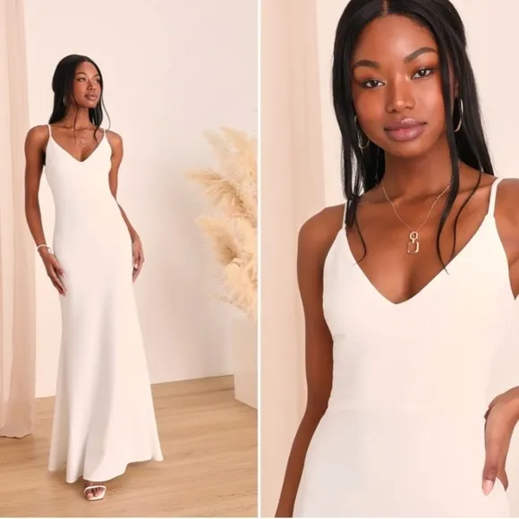 LULU's Bridal Modern Sexy Chic Minimalist Mermaid Trumpet Maxi Dress NWOT