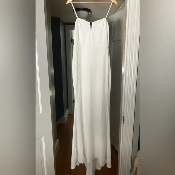 LULU's Bridal Wedding Chic Modern Sexy Minimalist Mermaid Trumpet Maxi Gown